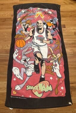 Michael Jordan Vintage Original 1996 Space Jam Beach Towel 54 X 29” READ